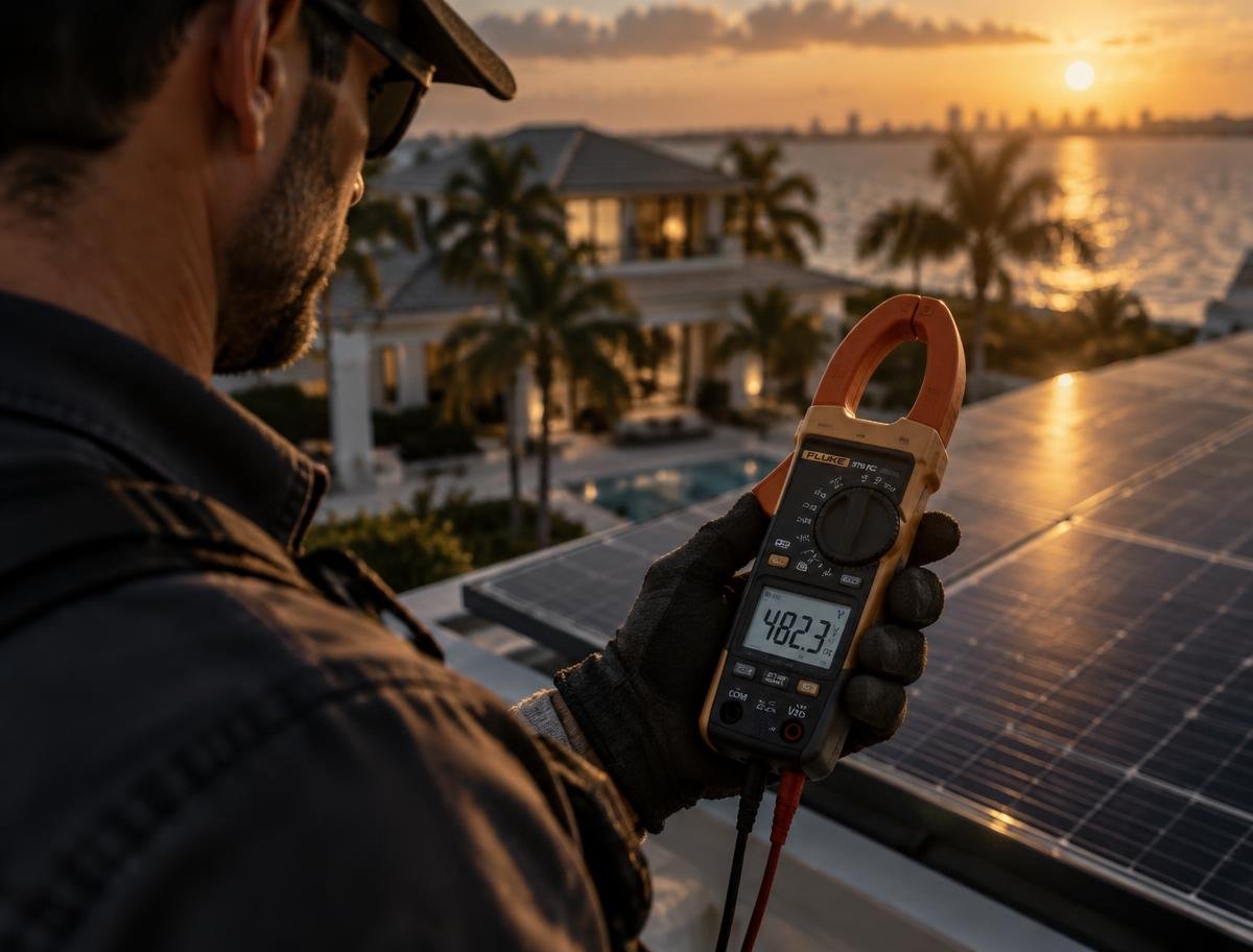 Solar production reading checked during performance testing