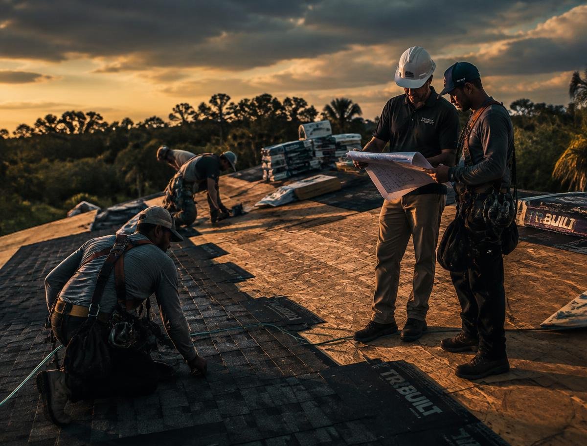 Solar lead coordinating plans with a roofing contractor