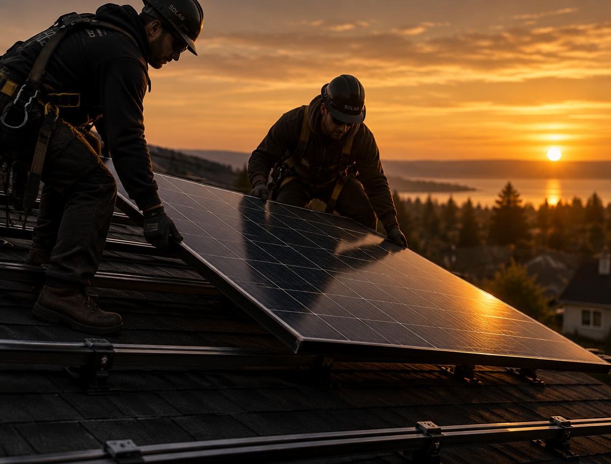 Solar panel handled during warranty-conscious reinstallation
